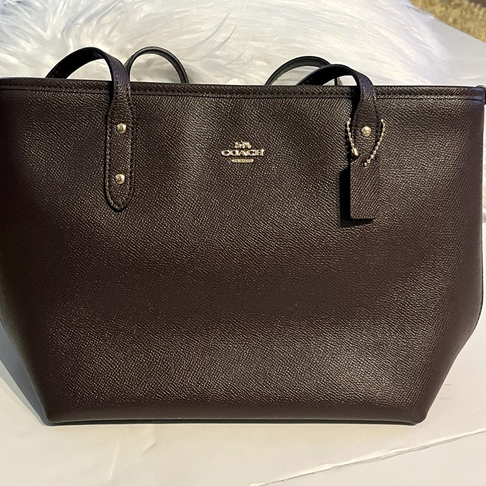 Coach Mini City Zip Tote Leather Double Handle Handbag Purse Oxblood